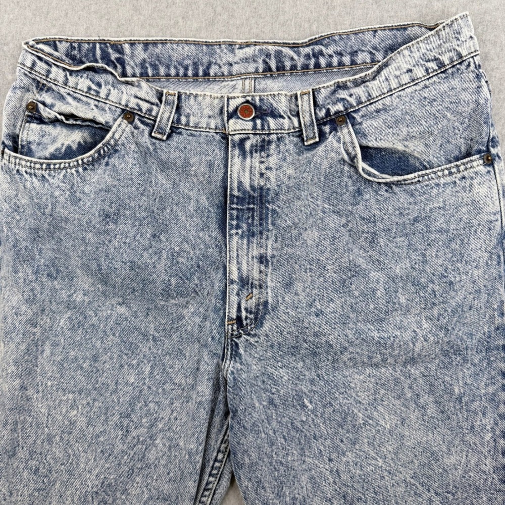 Vintage Brittania Acid Wash Jeans Mens 38x30 Made in USA Blue Denim Straight Leg